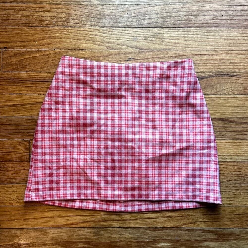 Urban Outfitters Pink Checkered Mini Skirt